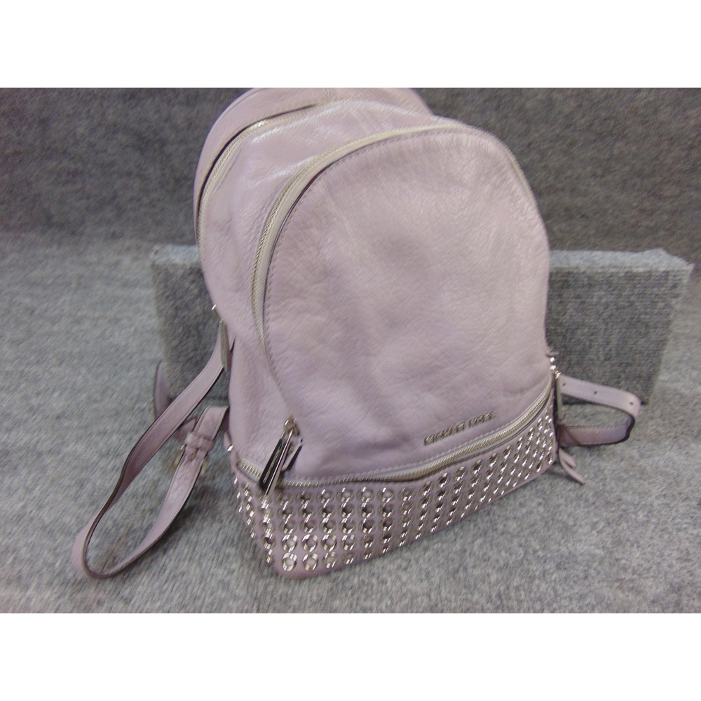 Michael Kors Rhea Backpack Lavender Purple Pebbled Leather Studded Grommetv Bag